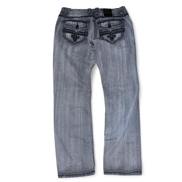 Rock Revival Leo Relaxed Straight Jeans Gray
